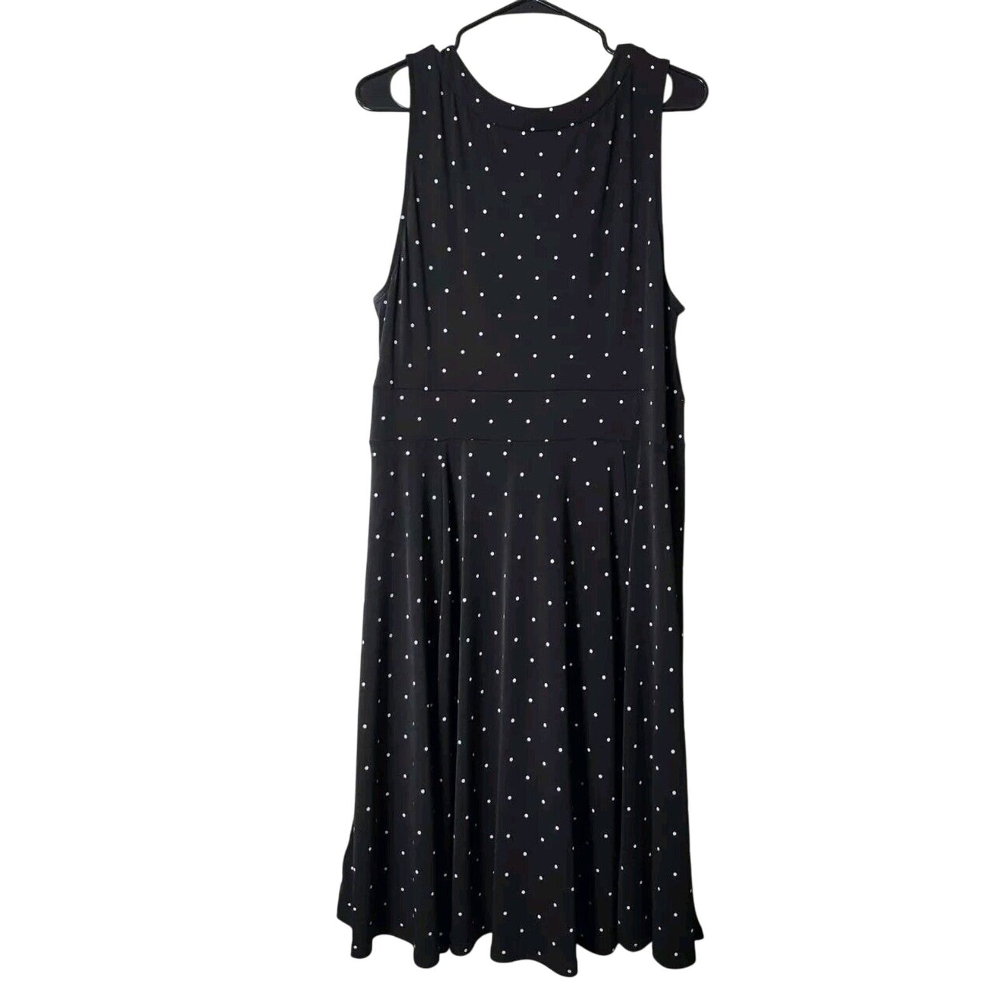 Torrid Fit & Flare Dress Plus Size 2X Black White Polka Dots V-Neck Sleeveless