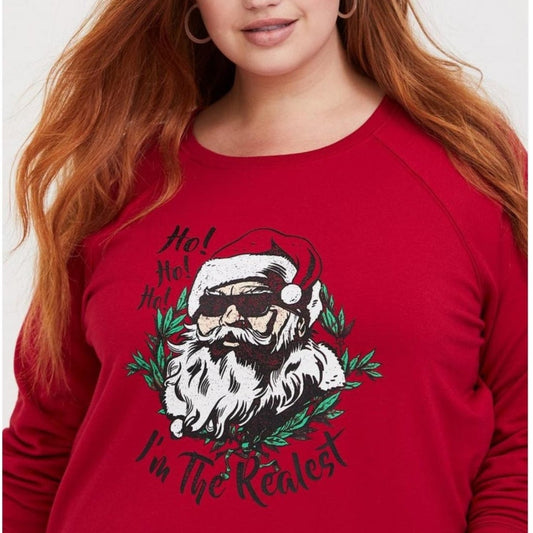 Torrid Christmas Sweatshirt I'm The Realest Santa Red Plus Size 2X NWT