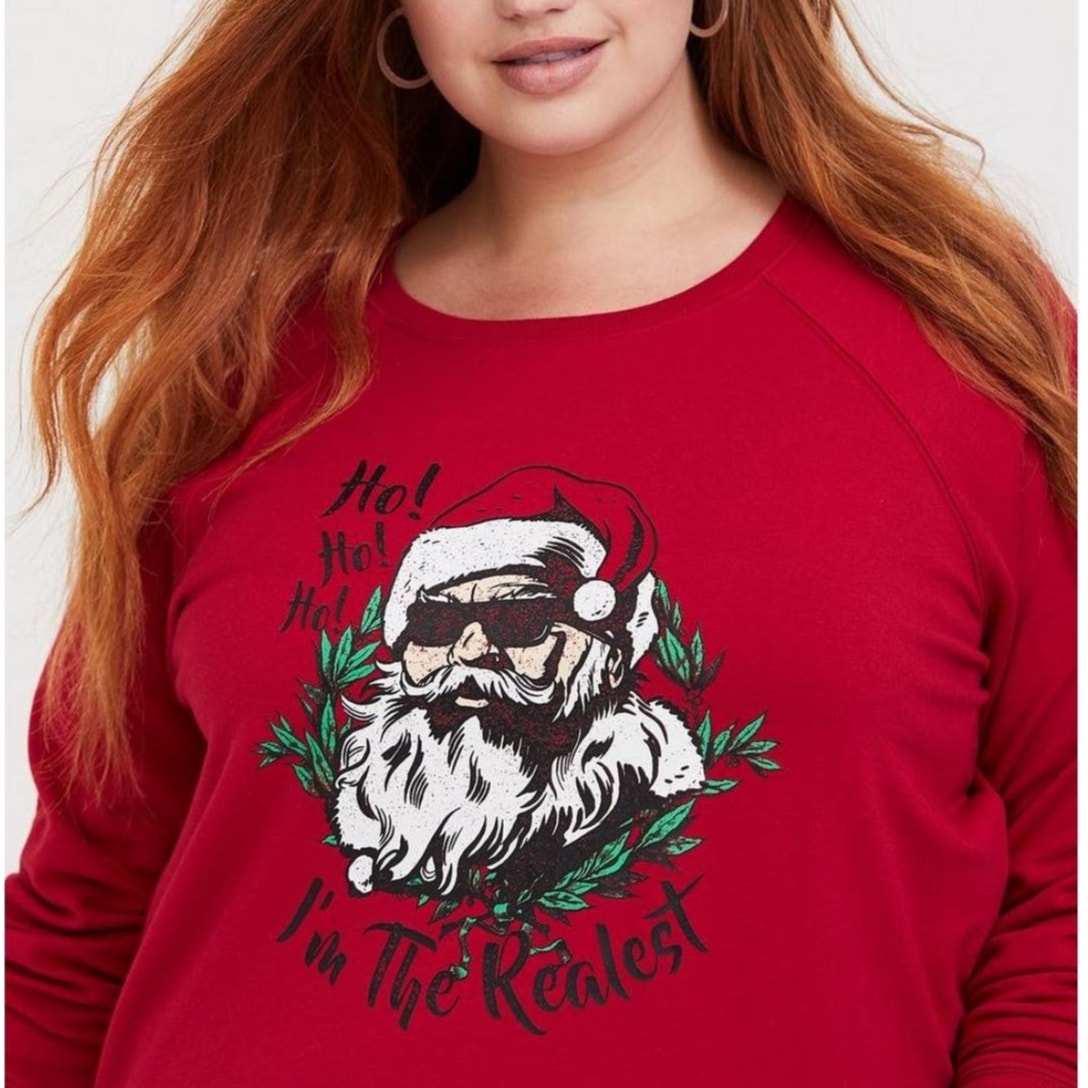 Torrid Christmas Sweatshirt I'm The Realest Santa Red Plus Size 2X NWT