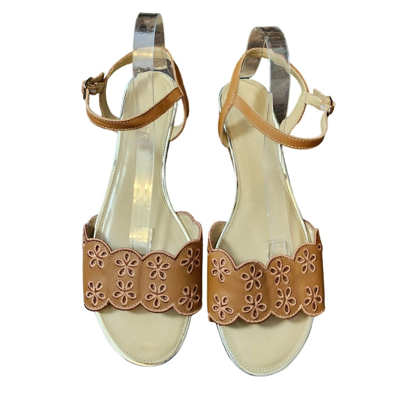 Talbots Daisy Eyelet Nappa Sandals Leather Tan Brown Size 11M