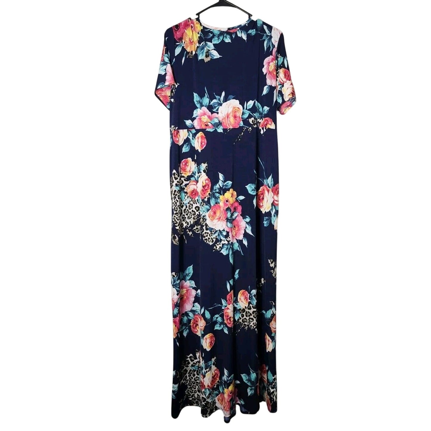 Heimish USA Maxi Dress Plus Size 2X Blue Pink Floral Animal Print Pockets