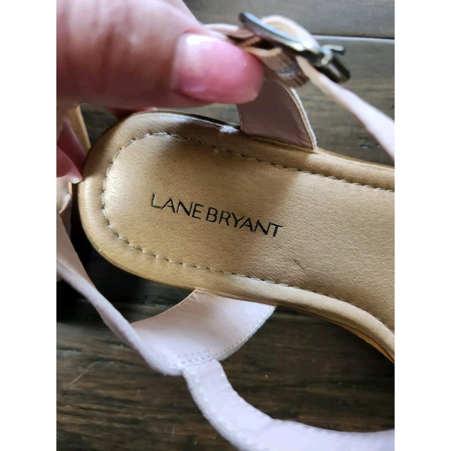 Lane Bryant Sandals Size 9W Pink Suede Wooden Heel