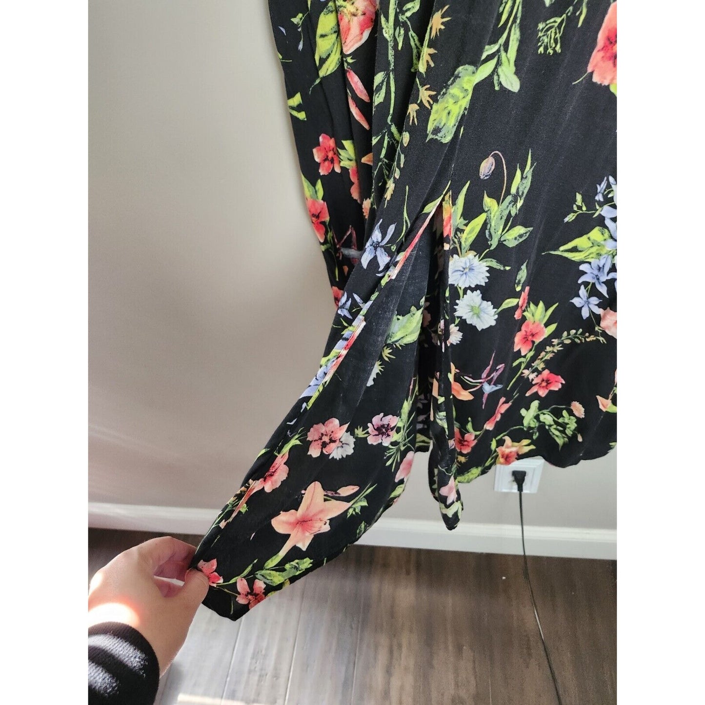 Modcloth Midi Dress Plus Size 3X Black Floral Short Sleeve