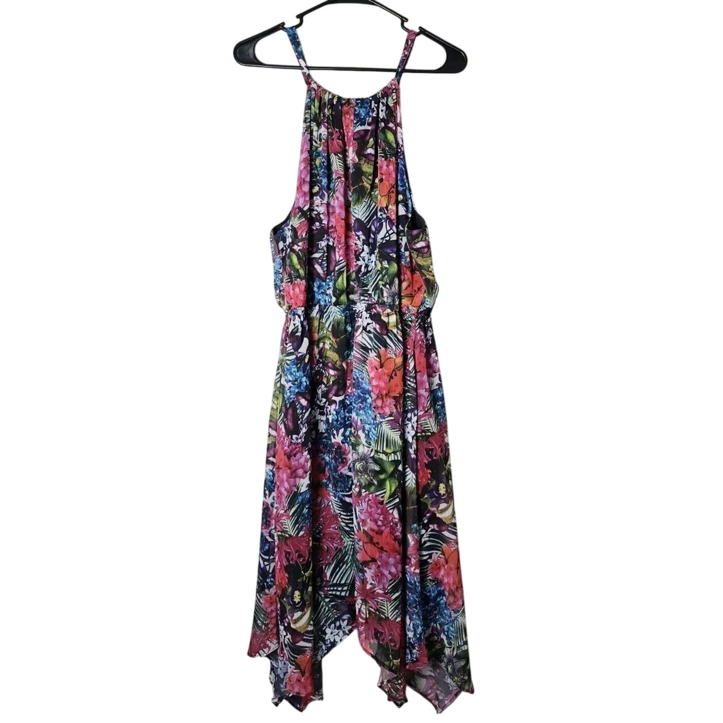 Lane Bryant Midi Dress Size 18/20 Tropical Floral High Neck Sleeveless