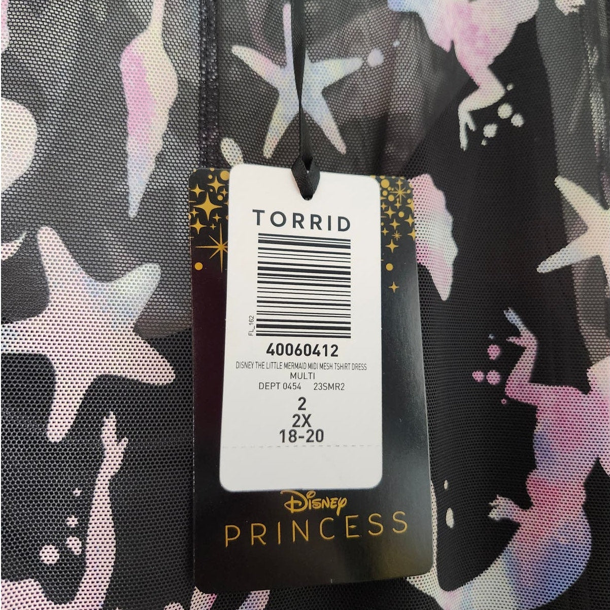 Torrid Disney Dress The Little Mermaid Midi Mesh T-Shirt Black Plus Size 2X NWT