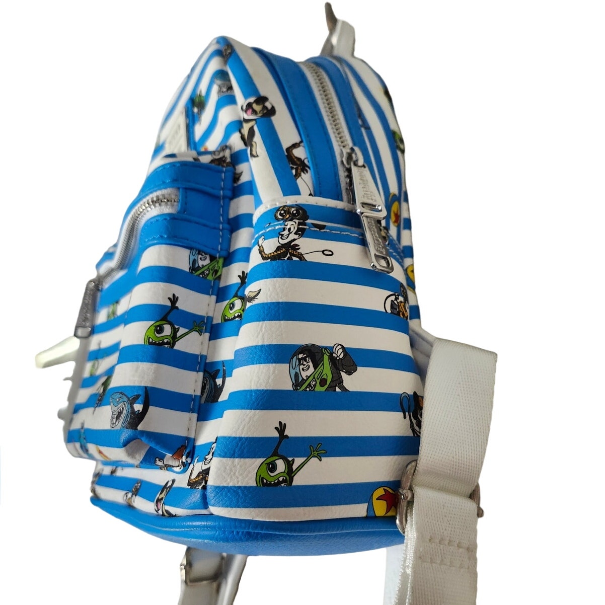 Loungefly Disney Pixar Mini Backpack & Wallet Blue White Striped