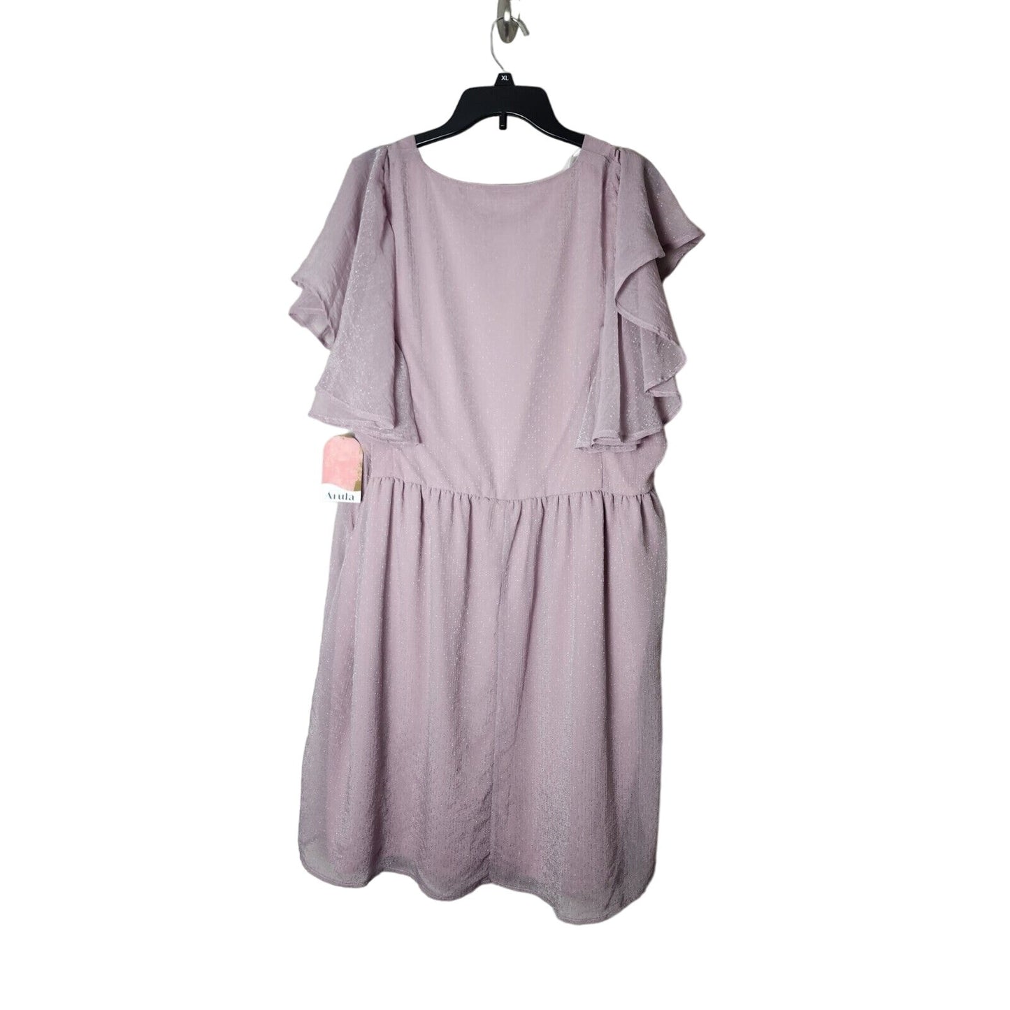 Arula Mini Dress Size C 3X Light Purple Flutter Sleeve Shimmery NWT