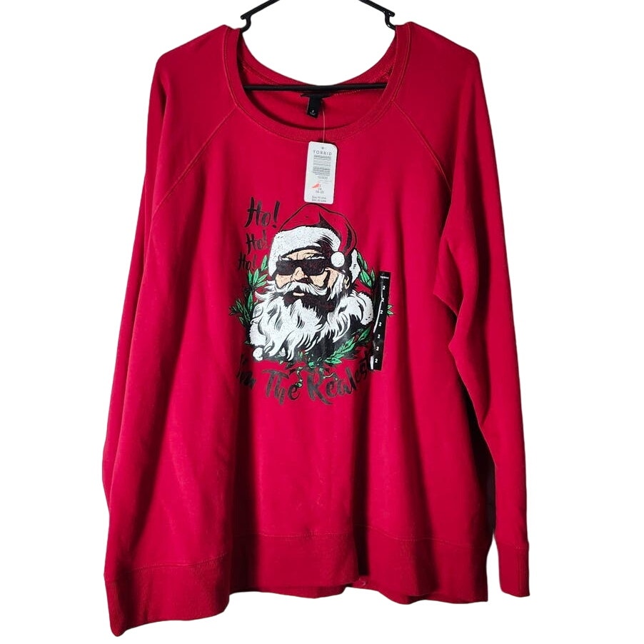 Torrid Christmas Sweatshirt I'm The Realest Santa Red Plus Size 2X NWT