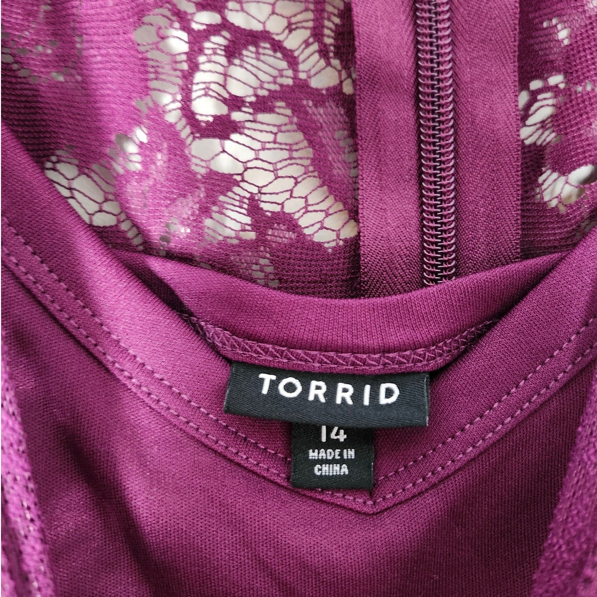 Torrid Midi Dress Plus Size 14 Plum Purple Floral Lace Inset Cocktail Party