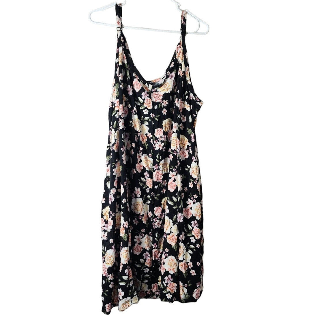 Torrid Mini Tank Dress Black Floral with Pockets Plus Size 5X