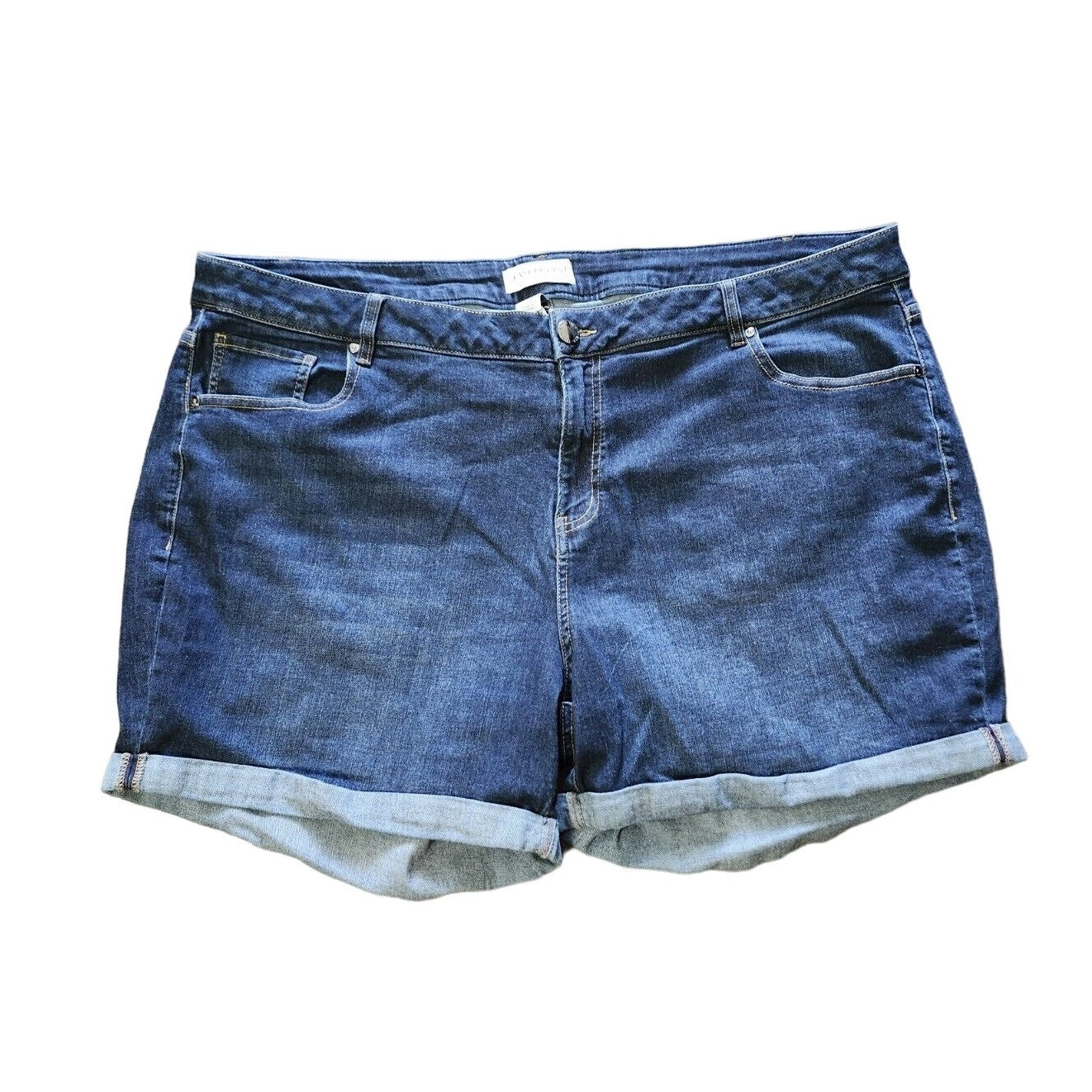 Lane Bryant Denim Shorts Plus Size 24 High-Rise Boyfriend Stretch Cuffed