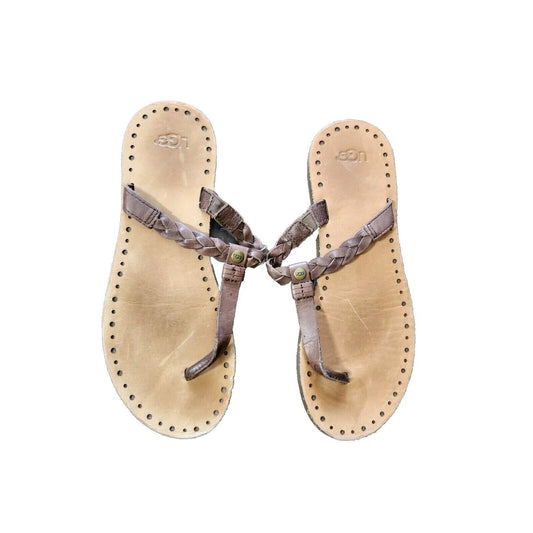 UGG Braided Leather Sandals Size 8 Brown Flip Flops