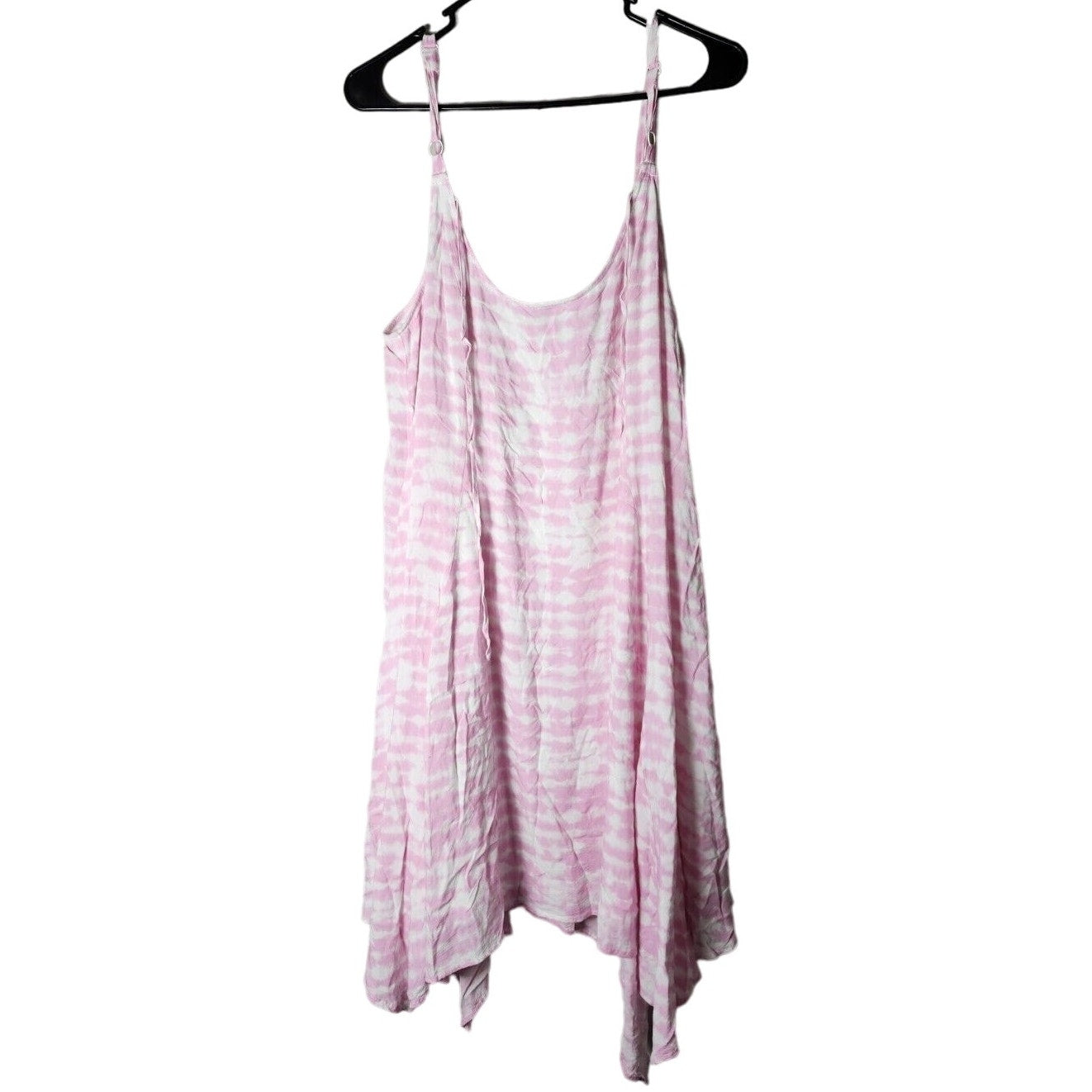 Torrid Mini Dress Plus Size 1X Pink White Tie Dye Handkerchief Hem Flowy