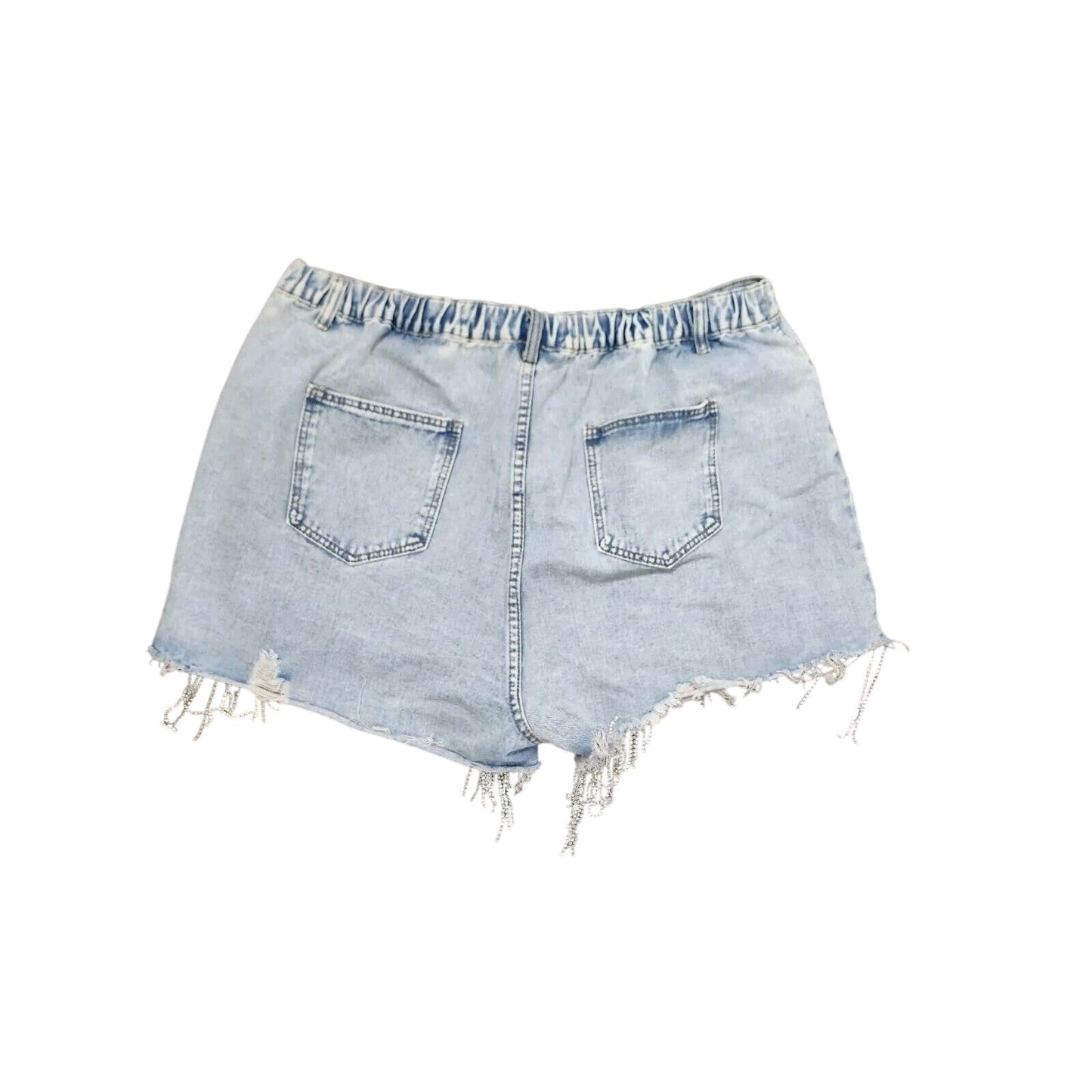 Savanna Jane Rhinestone Fringe Denim Shorts Plus Size 3X Festival