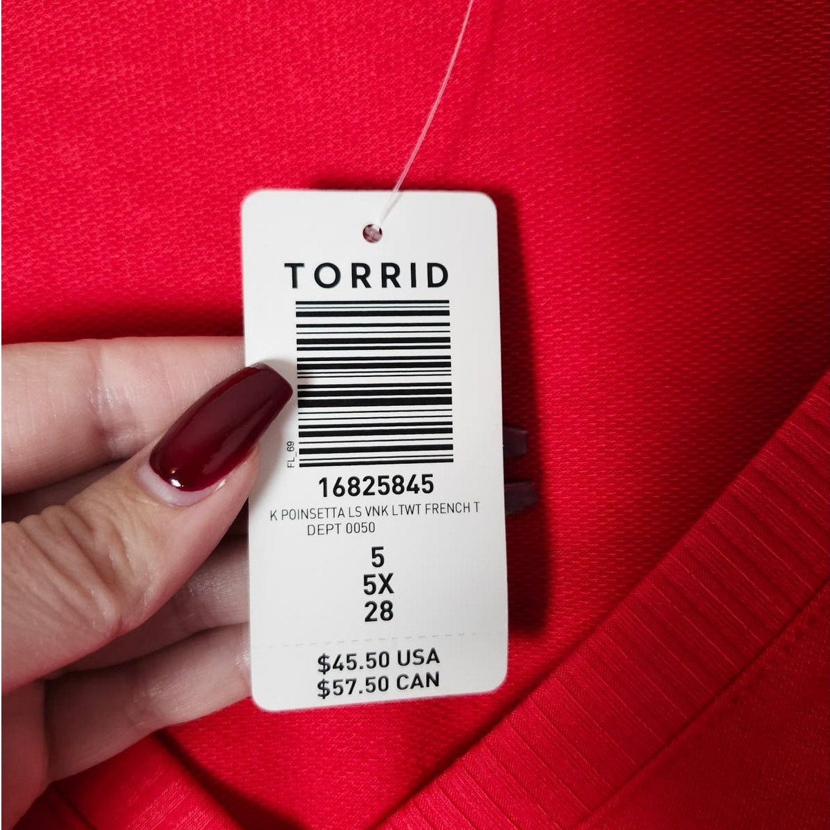 Torrid Sweatshirt Plus Size 5X V- Neck Ruffle Shoulder Red NWT