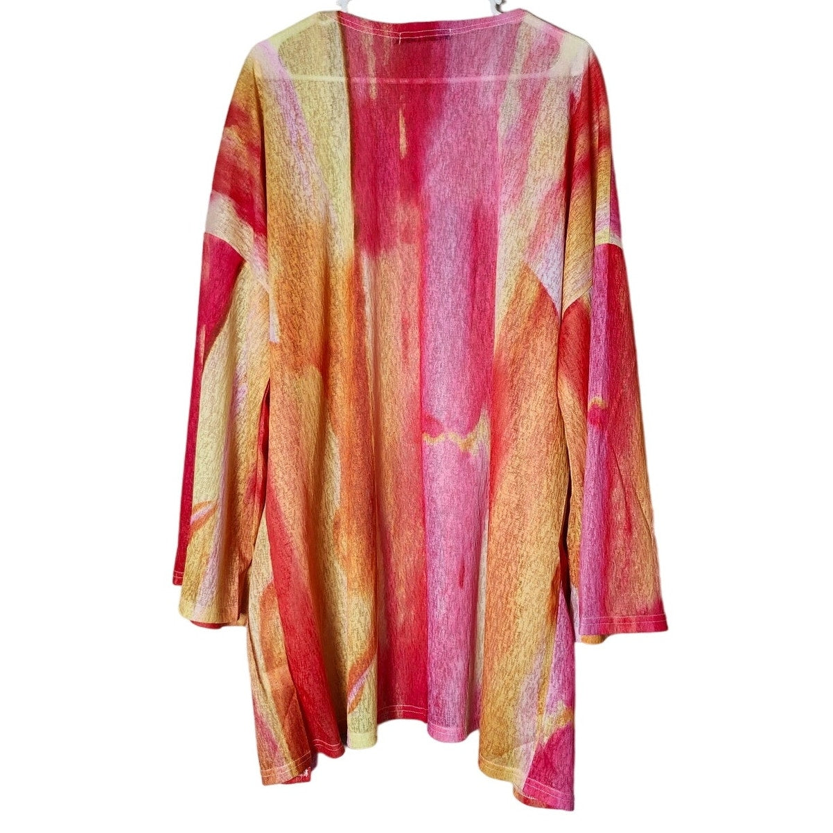 Glitzy Girlz Duster Kimono Plus Size 2X Yellow Pink Orange Trumpet Sleeve Open