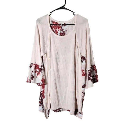 Cato Blouse Plus Size 22/24 Knit Pink Floral Bell Sleeve