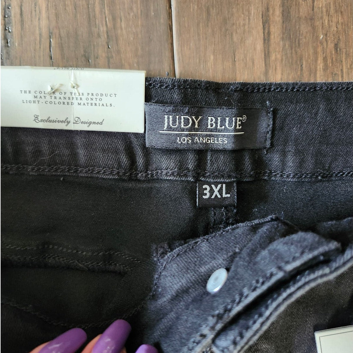 Judy Blue Denim Mini Skirt Plus Size 3XL 20W Black Distressed NWT