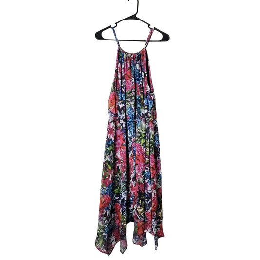 Lane Bryant Midi Dress Size 18/20 Tropical Floral High Neck Sleeveless