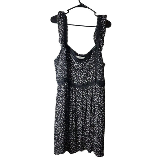 A Beautiful Soul Mini Dress Size B (2X 18/20) Black Floral Lace Trim Sleeveless