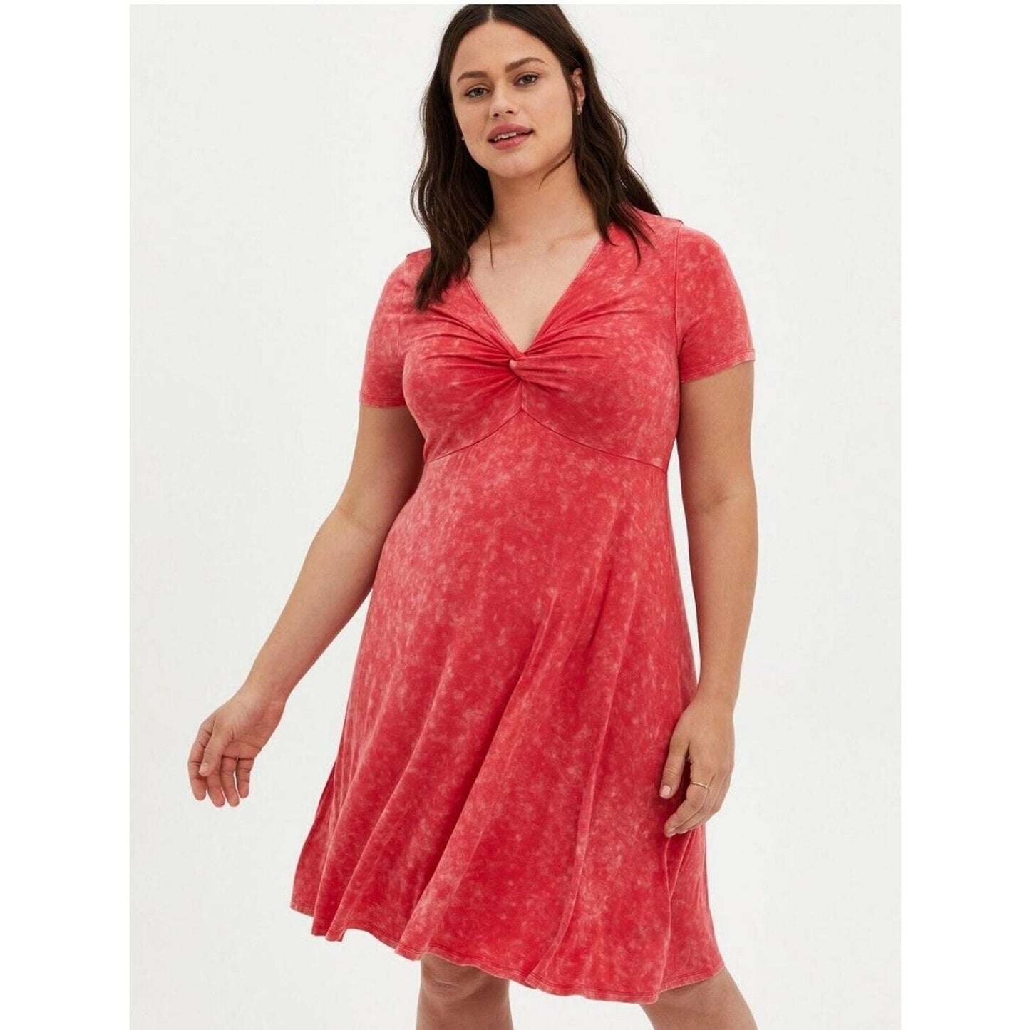 Torrid Super Soft Mini Dress Plus Size 2X Mineral Wash Pink Twist Front