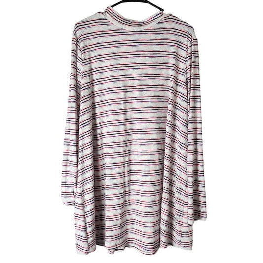 Lane Bryant Swing Tunic Top Plus Size 2X 18/20 White Pink Striped Ribbed