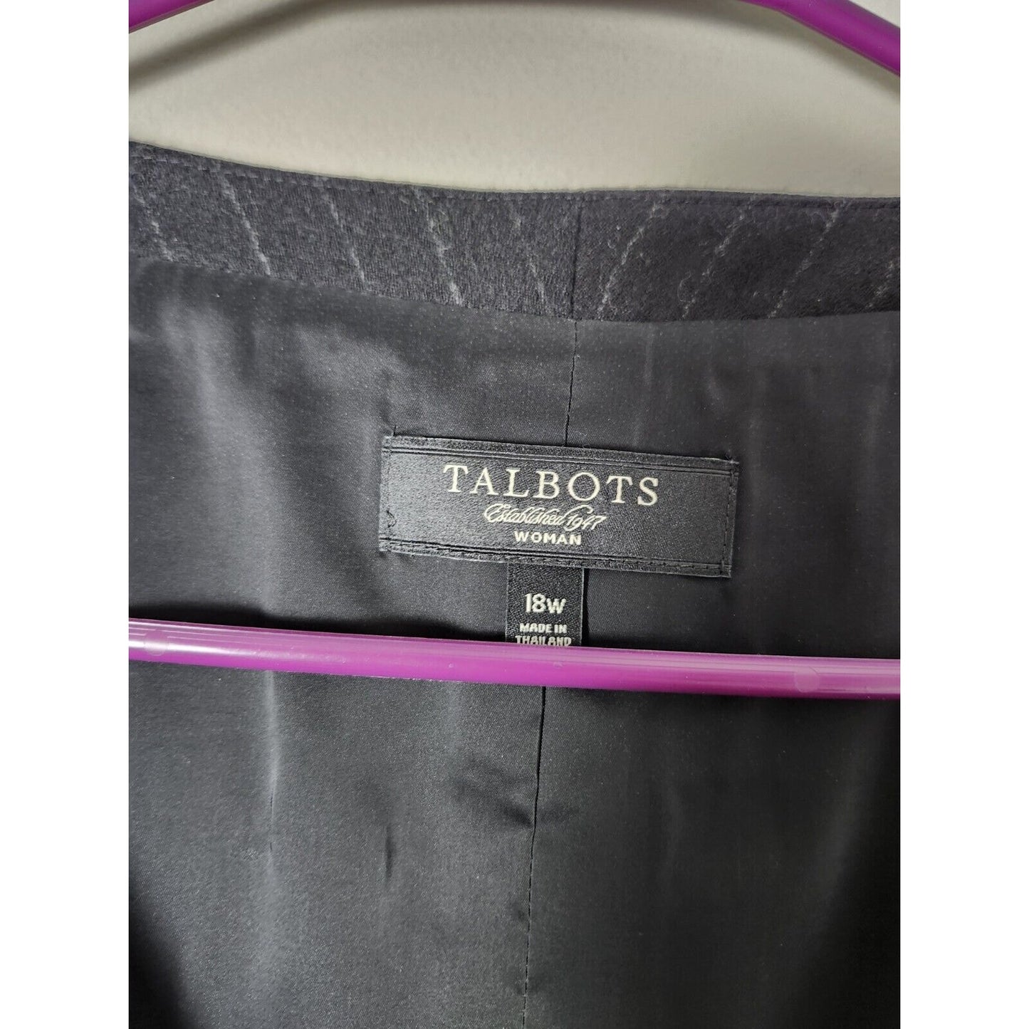 Talbots Wool Blend Vest Plus Size 18W Button Down Pinstripes Black