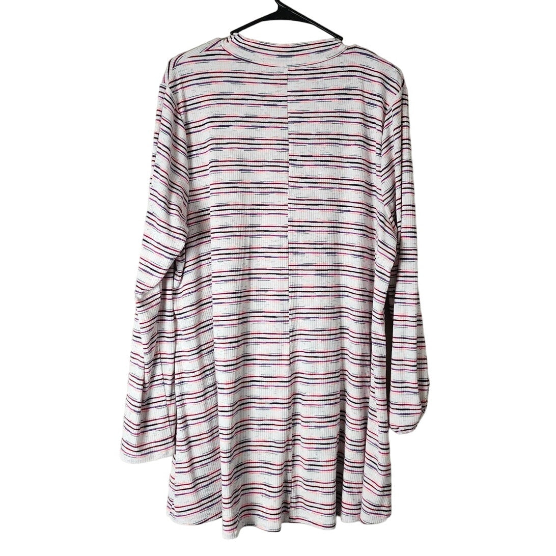 Lane Bryant Swing Tunic Top Plus Size 2X 18/20 White Pink Striped Ribbed