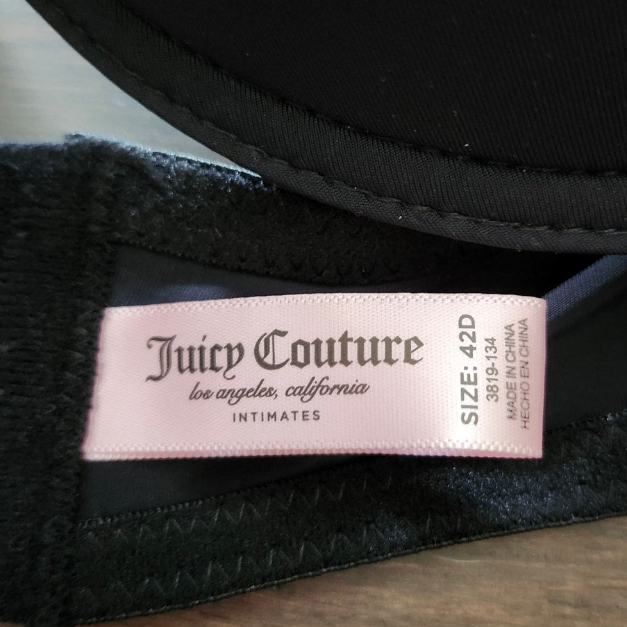 Lot of 2 Black Push Up Bras Juicy Couture Intimates Size 42D Lace