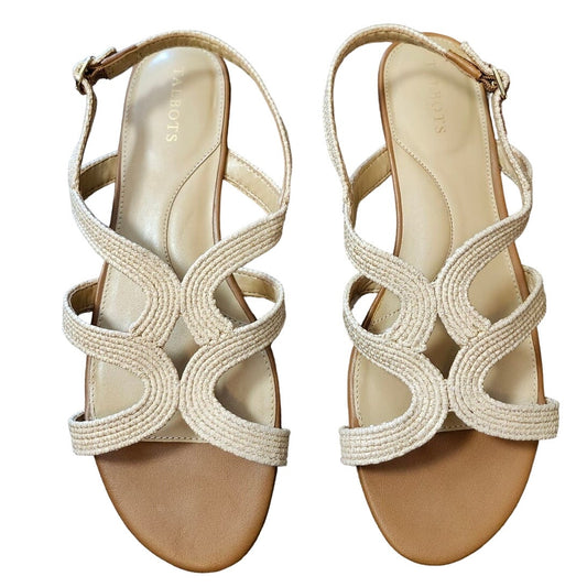 Talbots Keri Wrapped Raffia Flat Sandals Size 11M Beige Tan