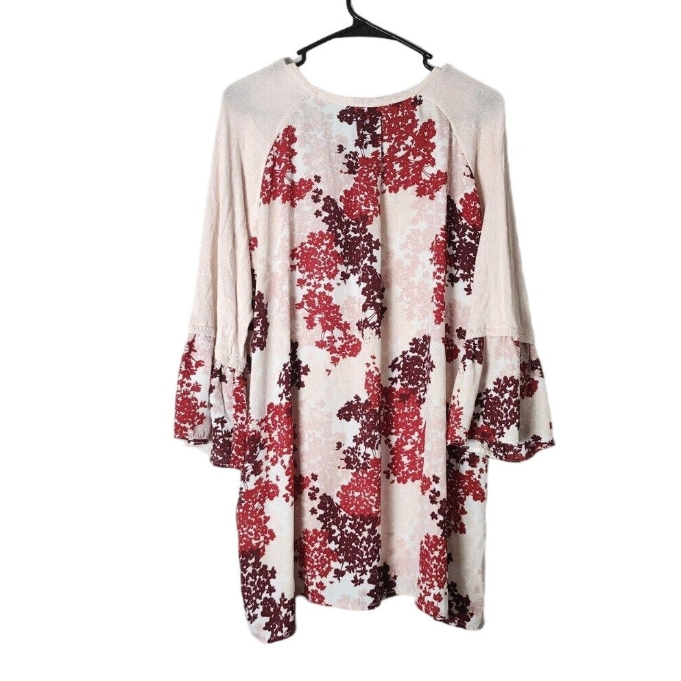 Cato Blouse Plus Size 22/24 Knit Pink Floral Bell Sleeve