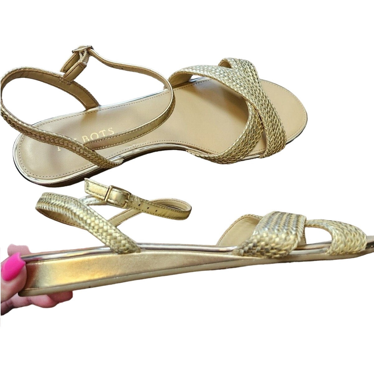 Talbots Daisy Micro Wedge Sandals Size 11M Gold