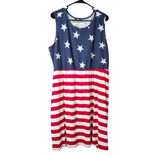 Heimish U.S.A Mini Dress Americana Red White Blue Stripes Stars 3XL NWT