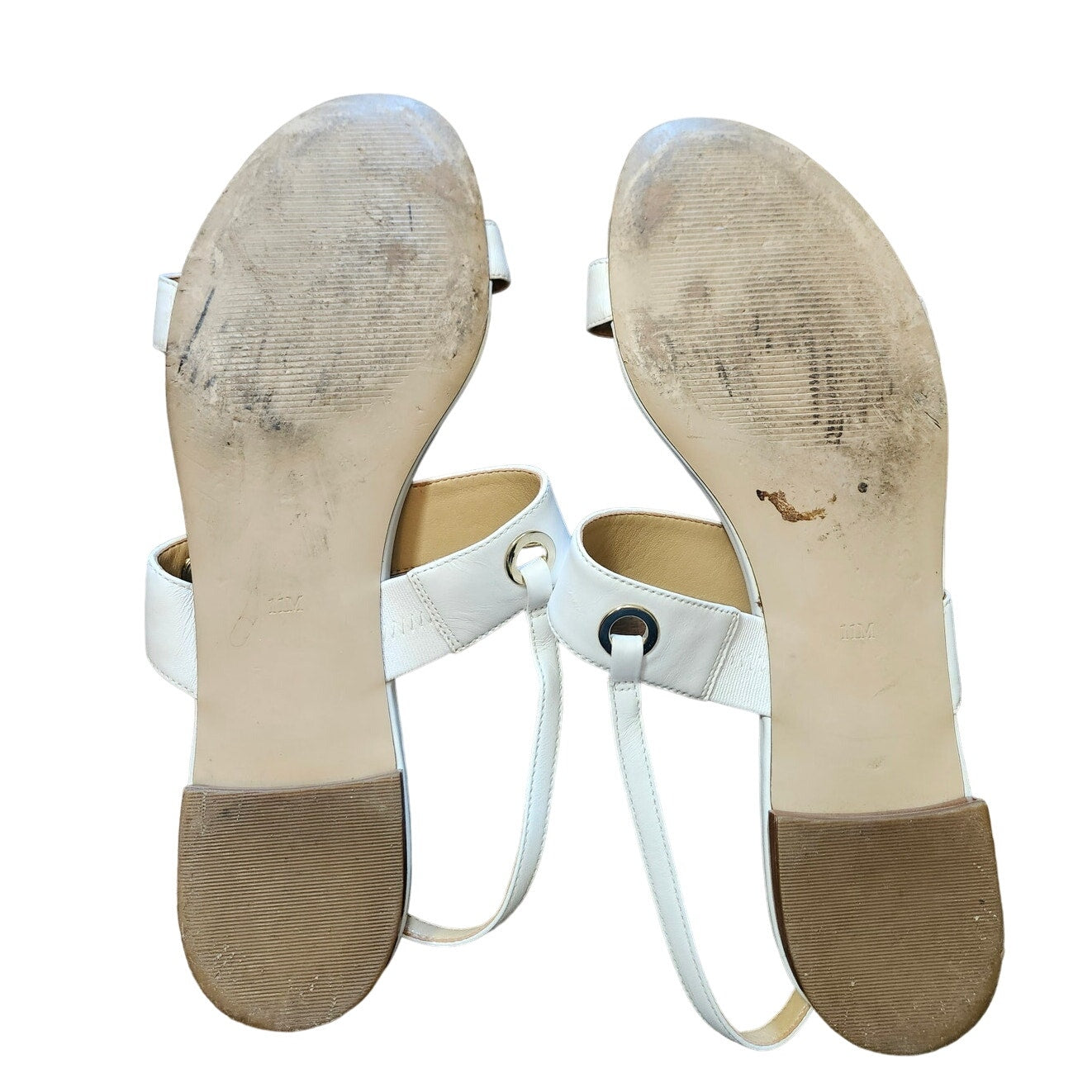 Talbots Keri Double Strap Sandals Size 11 White Leather