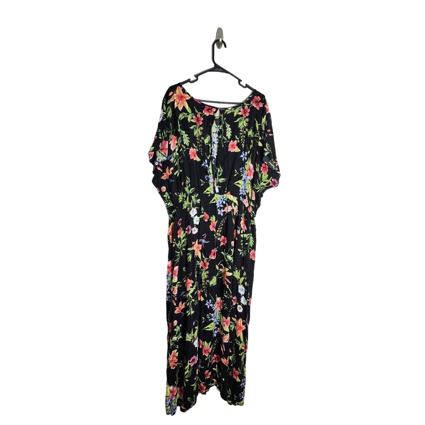 Modcloth Midi Dress Plus Size 3X Black Floral Short Sleeve