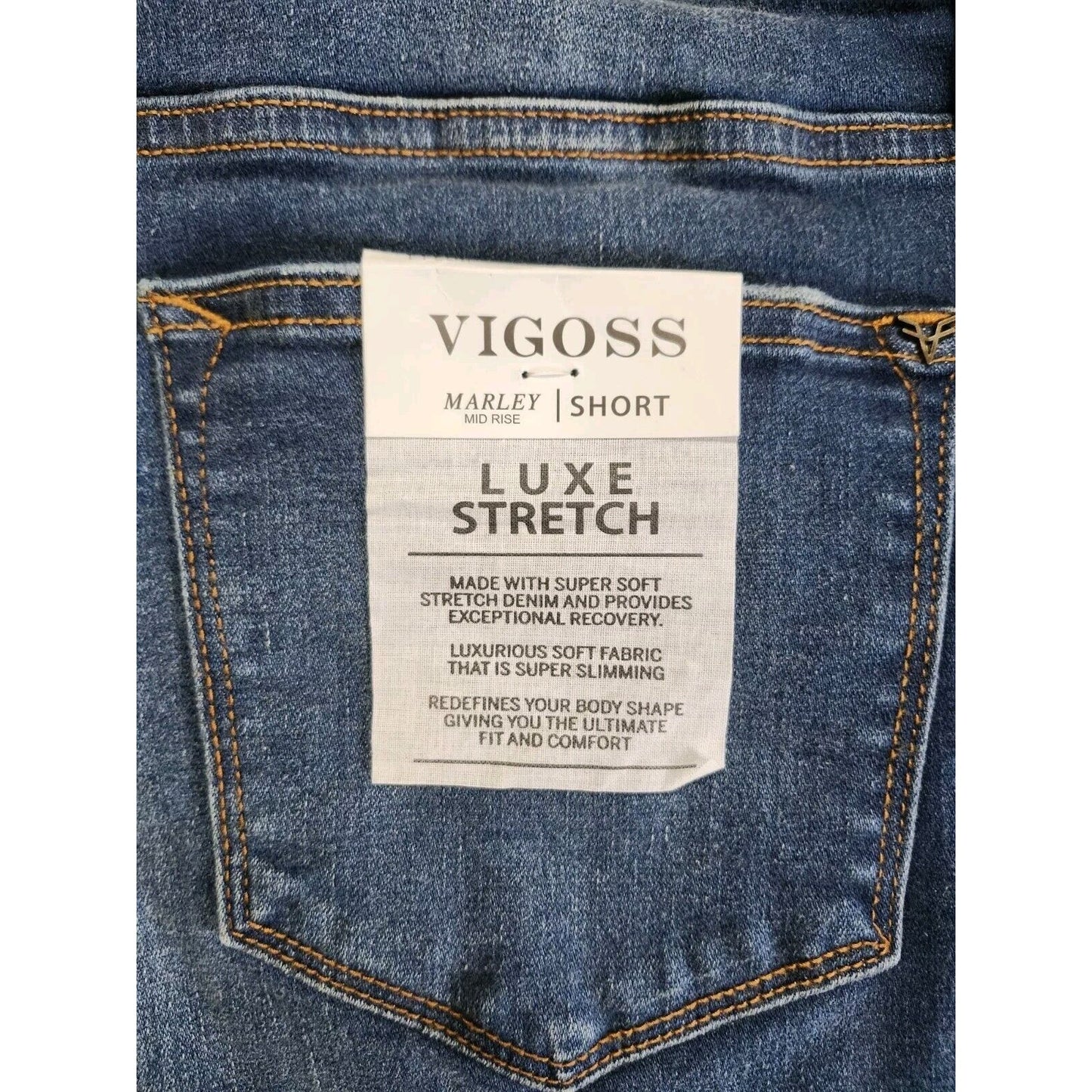 VIGOSS Marley Shorts Size 32 Luxe Stretch Denim Distressed Mid Rise NWT