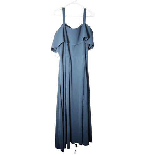 A Beautiful Soul Maxi Dress Size C (3X 22/24) Blue Ruffle Cold Shoulder