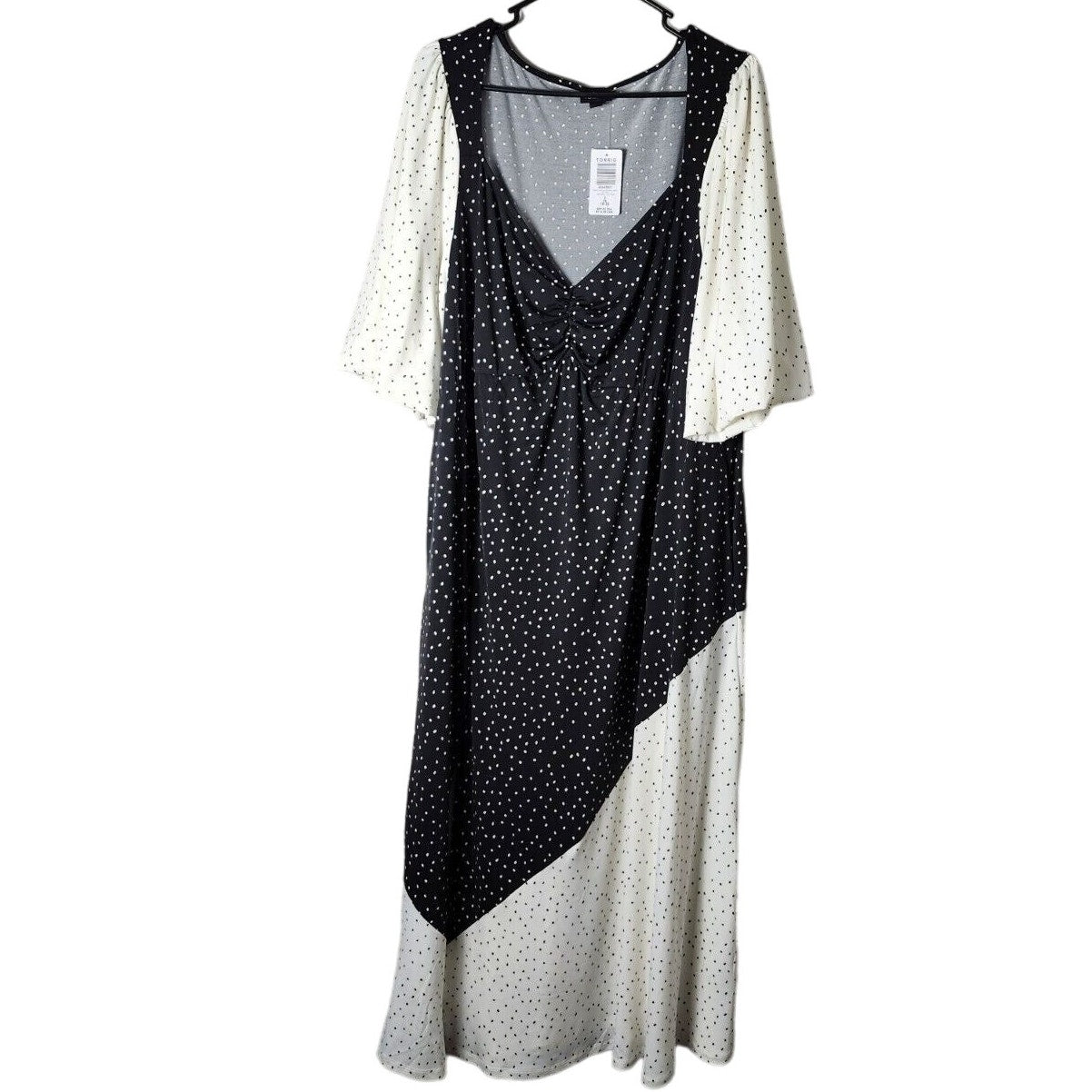 Torrid Maxi Dress Plus Size 2X Studio Knit Mix Print Black White Polka Dot