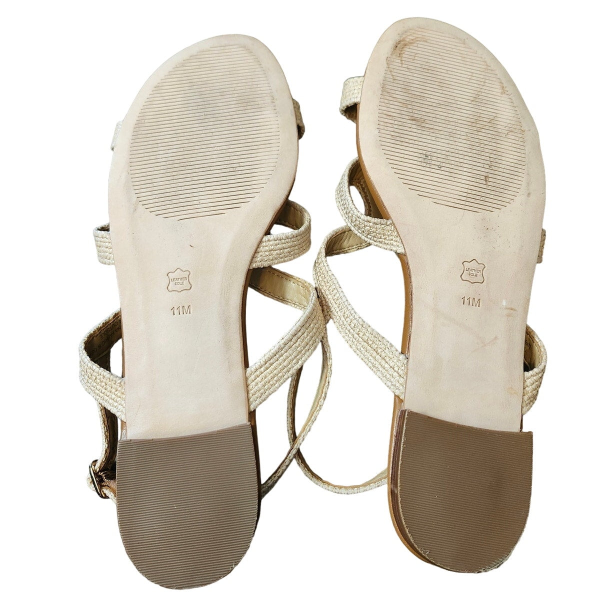 Talbots Keri Wrapped Raffia Flat Sandals Size 11M Beige Tan