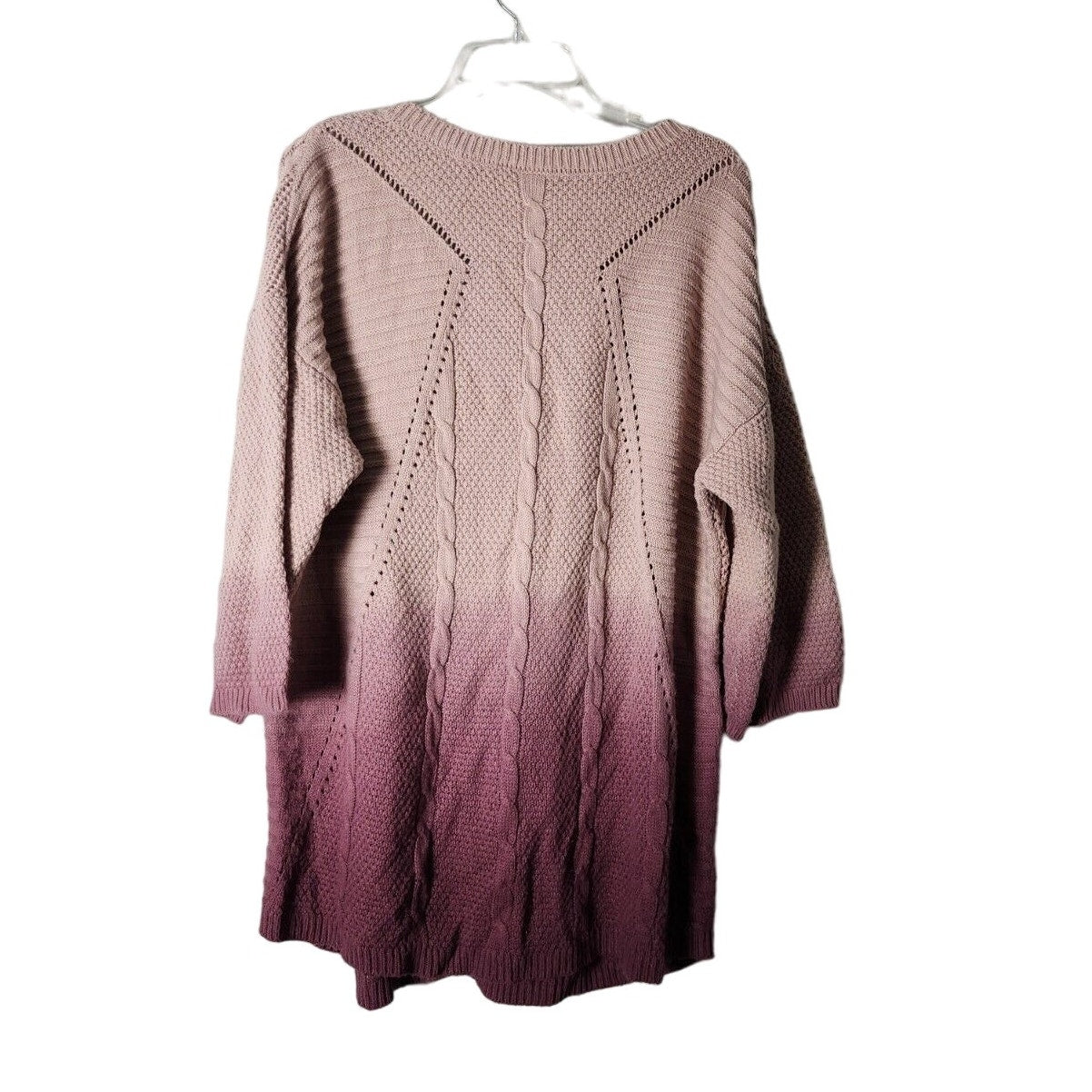 Torrid Tunic Sweater Plus Size 3X Dip Dye Ombre Pink V-neck Knit