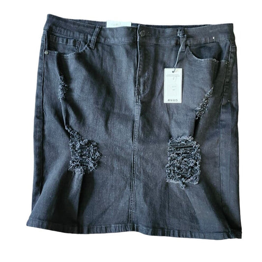 Judy Blue Denim Mini Skirt Plus Size 3XL 20W Black Distressed NWT