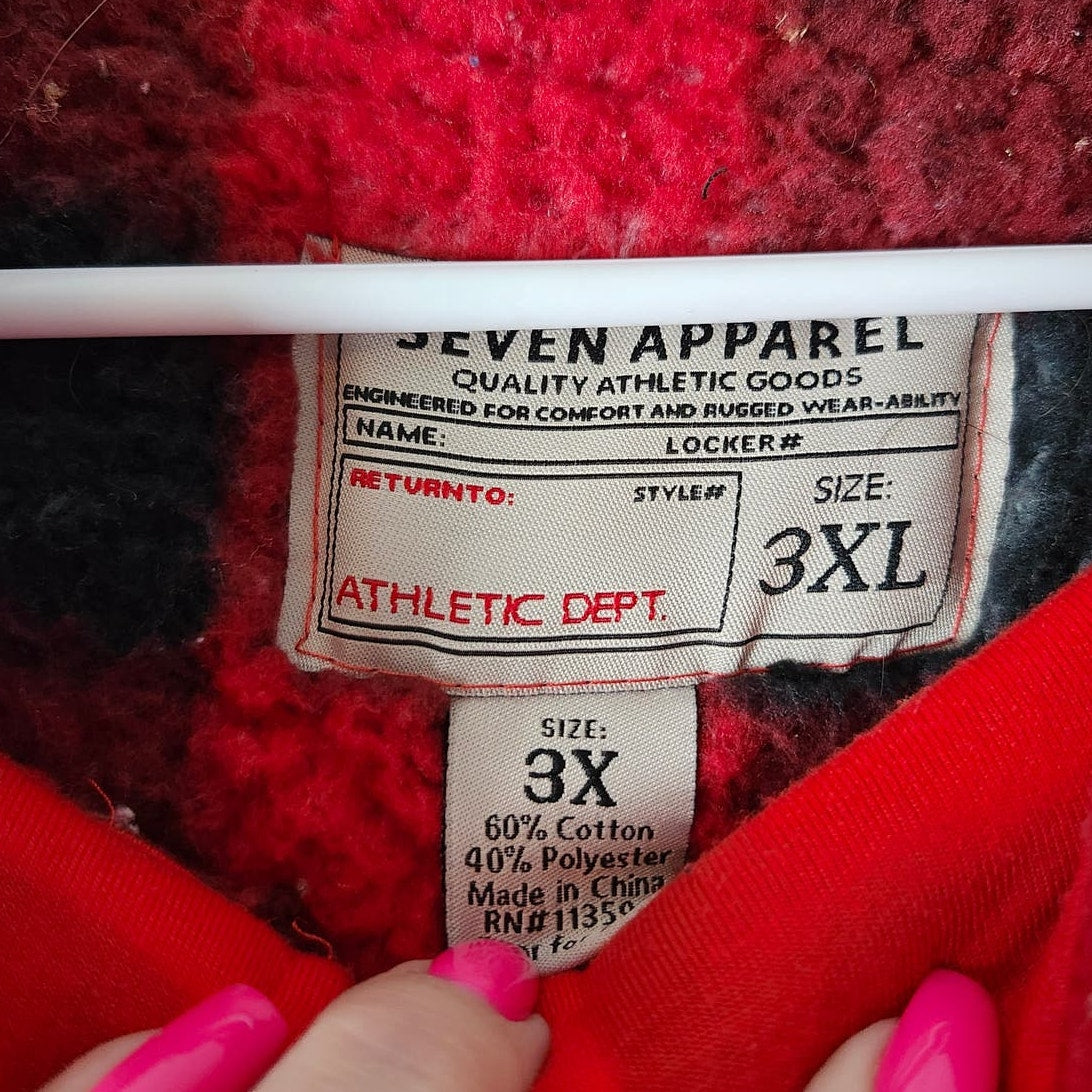 Seven Apparel Sherpa Fleece Sweater Plus Size 3X Buffalo Plaid Black Red 1/4 Zip