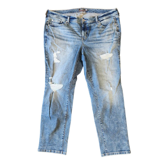 Torrid Boyfriend Straight Jeans Plus Size 20 Blue Distressed Stretch