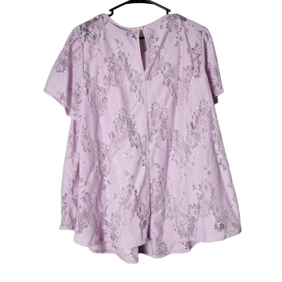 Torrid Abbey Lace Blouse Plus Size 2X Short Sleeve Purple NWT