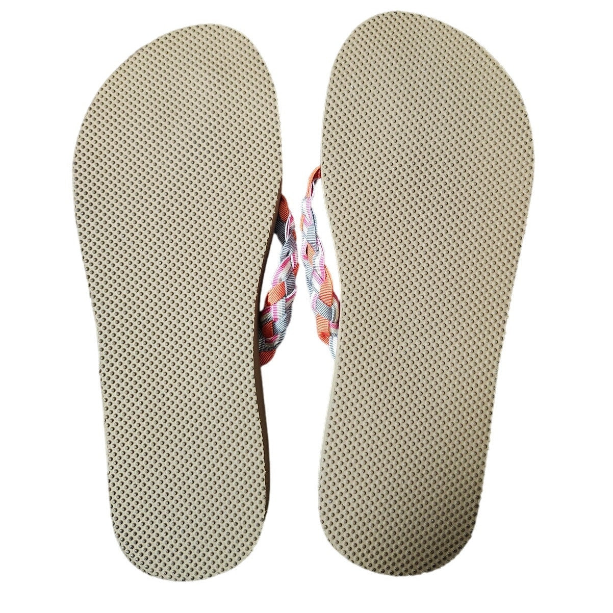 J. Crew Thong Flip Flops Orange Pink Gray Braided Ribbon Size 8