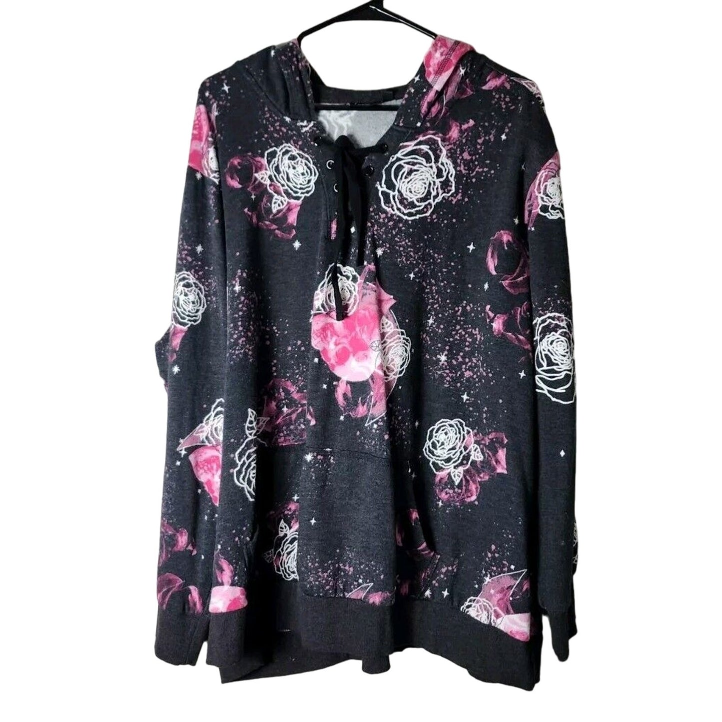 Torrid LoveSick Hoodie Sweatshirt Plus Size 4X Floral Skull Black Pink