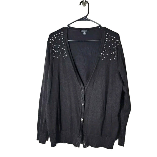 Torrid Cardigan Sweater Plus Size 3X Black Studded Button Up