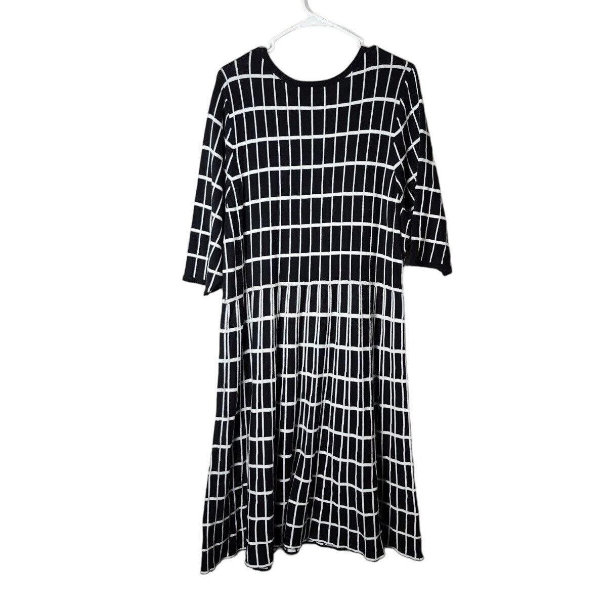 Lane Bryant Sweater Dress Plus Size 18/20 Black & White Fit & Flare Striped