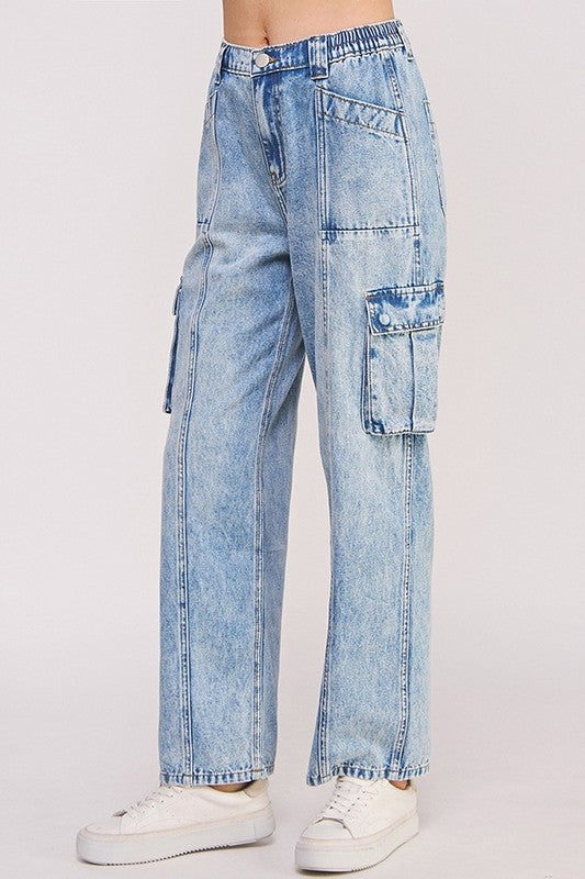 BAGGY DENIM CARGO ANKLE LENGTH JEANS