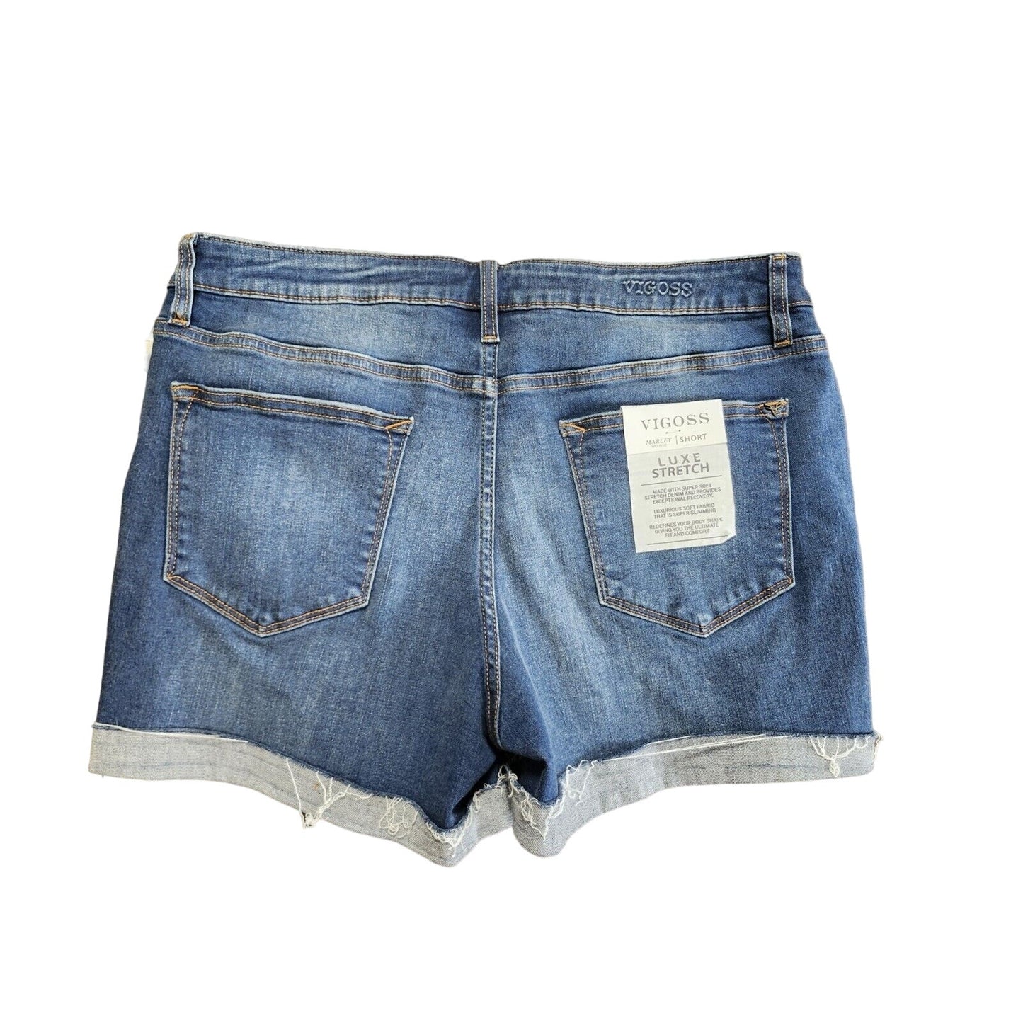 VIGOSS Marley Shorts Size 32 Luxe Stretch Denim Distressed Mid Rise NWT